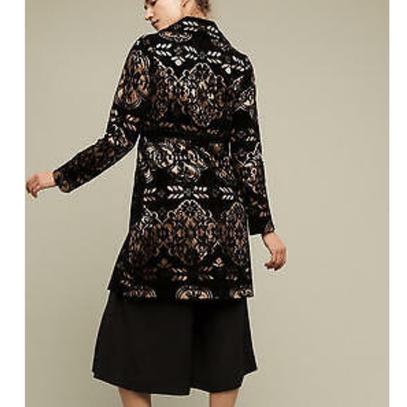 Anthropologie Black Lace Velvet Coat - Picture 3 of 12